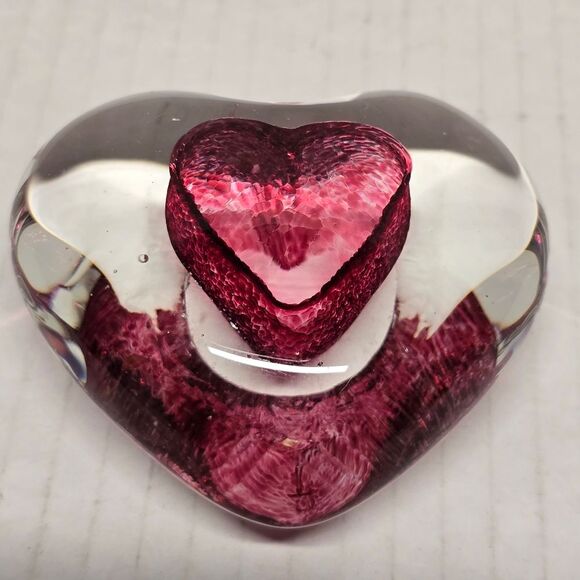 NOT FOR SALE Vintage Murano Italy Blown Glass Heart Paperweight - Picture 3 of 8